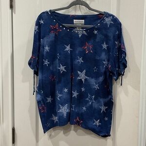 Alfred Dunner Navy Starry Embellished Top